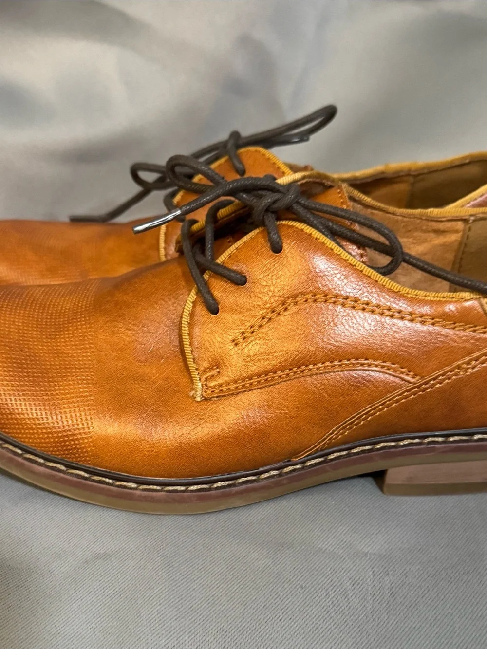 Kids Lace-Up Dress Oxfords in Warm Tan